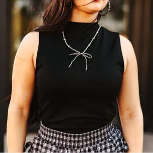 2 Fly Co. Cloud Basic Sleeveless Black Mock Neck Women's Top in MIDNIGHT